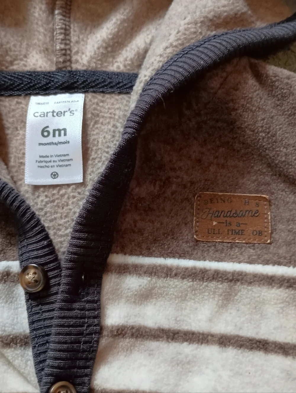 Carter's‎ Fleece Striped Hooded Baby Romper